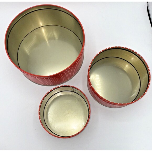 Vintage Decorative Christmas Teddy BearNesting Tins Canisters Set of 3 1980s - Picture 12 of 16